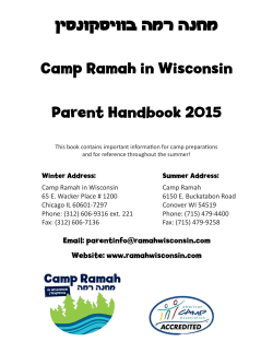 2015 Parent Handbook - Camp Ramah in Wisconsin