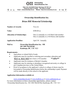Brian Hill Memorial Scholarship application - British Columbia 4-H