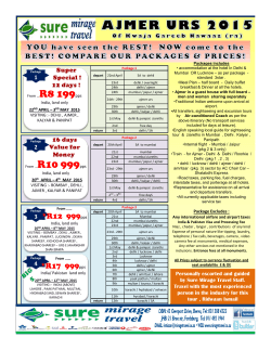 ajmer urs 2015 COMPLETE PACKAGES x