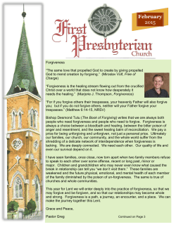 this month`s newsletter - First Presbyterian Church of Clarksville