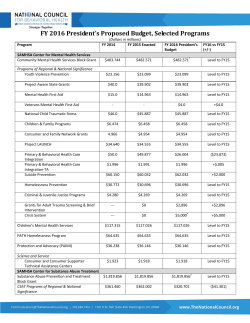 FY 2016 President`s Proposed Budget, Selected Programs
