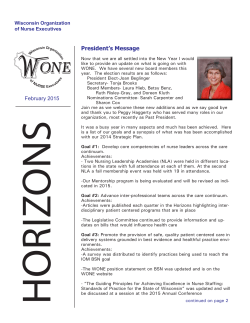 Horizons Newsletter - Wisconsin Organization of Nurse Executives
