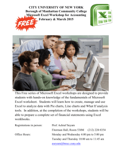 Excel Workshop Workshop - Borough of Manhattan Community
