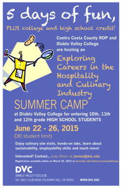 The Hospitality and Culinary Summer Camp June 22 – 26, 2015