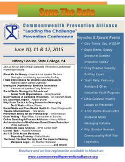 June 10, 11 & 12, 2015 - Commonwealth Prevention Alliance