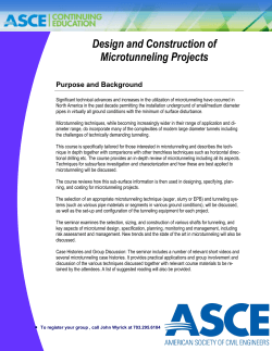 Design and Construction of Microtunneling Projects