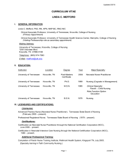 curriculum vitae - The University of Tennessee Health Science Center