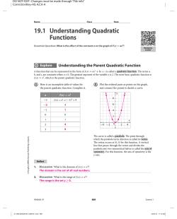 19.1 Understanding Quadratic Functions