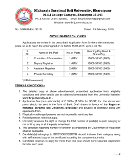 Advertisement for Recruitment of Non Teaching Officers Posts