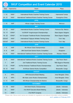 IWUF Competition and Event Calendar 2015