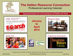 January to April, 2015 - The Halton Resource Connection