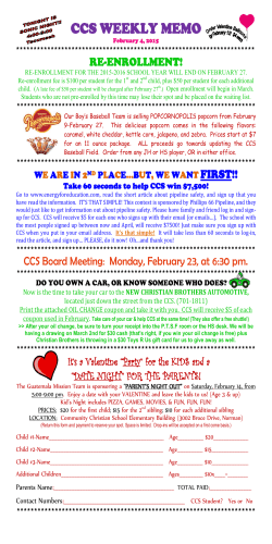 CCS Weekly Memo - Community Christian School