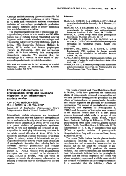 Effects of indomethacin on prostaglandin levels and leucocyte