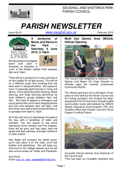 Newsletter 61 – February 2015 - Saughall and Shotwick Park Parish