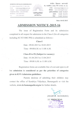 ADMISSION NOTICE-2015-16 - Kendriya Vidyalaya Bamangachi