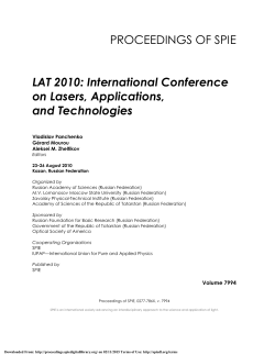 LAT 2010: International Conference on Lasers, Applications, and
