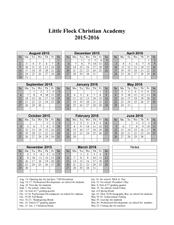 2015-2016 LFCA School Calendar - Little Flock Christian Academy