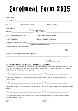 Enrolment Form 2015 - Casey Priddle Dancers