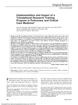 Implementation and Impact of a Translational Research Training