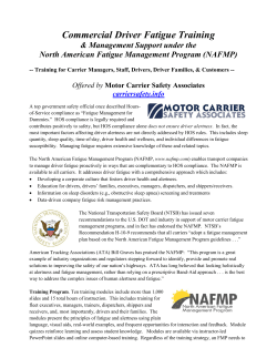 North American Fatigue Management Program Training & Support