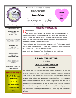 our February 2015 club Newsletter Pawprints Here! (PDF