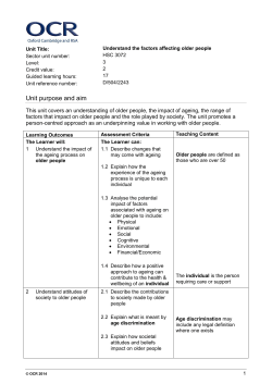 Understand the factors affecting older people