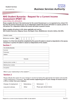Current Income Assessment form (PSM1 CI)