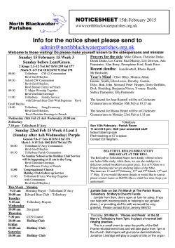 Notice Sheet - North Blackwater Parishes