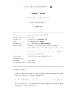 BANKRUPTCY REPORT Bankruptcy report number 16 of the trustee