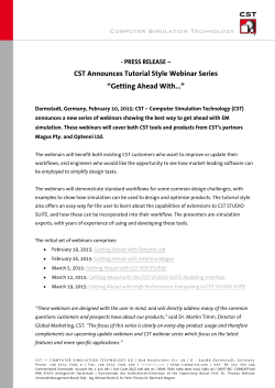 CST Announces Tutorial Style Webinar Series “Getting Ahead With…”