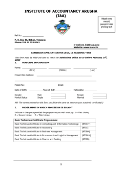 Application form Postgraduate Diploma & Undergraduate 2015 BBT