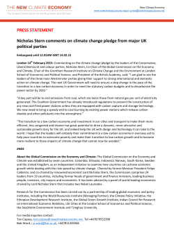 PRESS STATEMENT Nicholas Stern comments on climate change