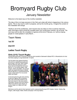 Jan. Newsletter - Bromyard Rugby Club