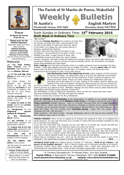 Bulletin 15.02.15 - St Martin De Porres Parish Wakefield