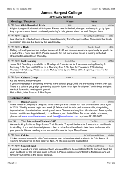 Tuesday`s Notices - James Hargest College
