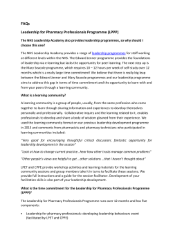 FAQs Leadership for Pharmacy Professionals Programme (LPPP)