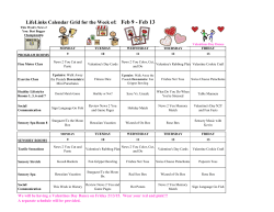 LifeLinks Calendar Grid for the Week of: Feb 9
