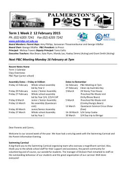 Term 1 Week 2 12 February 2015 - Palmerston District Primary School