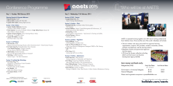 Conference Programme Who will be at AAETS