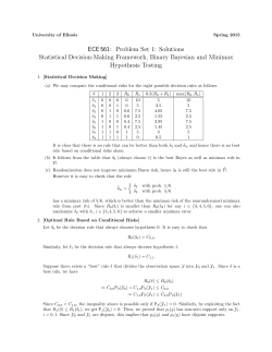 ECE 561: Problem Set 1: Solutions Statistical Decision
