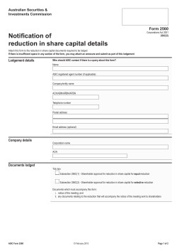Guide: Notification of reduction in share capital details