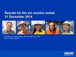 Results for the six months ended 31 December 2014