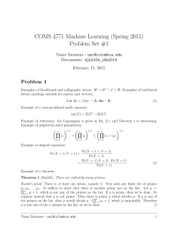 COMS 4771 Machine Learning (Spring 2015) Problem Set #1