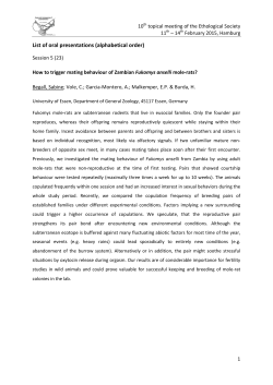 List of oral presentations (alphabetical order)