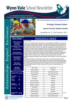 PRINCIPAL`S NEWS - Wynn Vale School