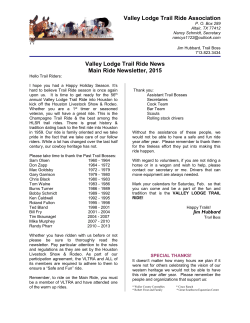 2015 Main Ride Newsletter - Valley Lodge Trail Ride Association