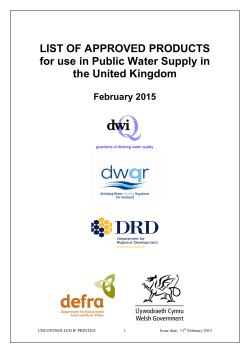 List of Approved Products - Drinking Water Inspectorate