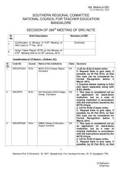 Decision of 280th SRC Meeting 12 February 2015