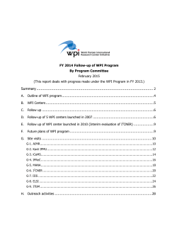 FY2014 Follow-up of WPI Program By Program Committee