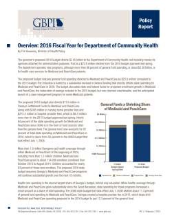 Overview: 2016 Fiscal Year for Department of Community Health
